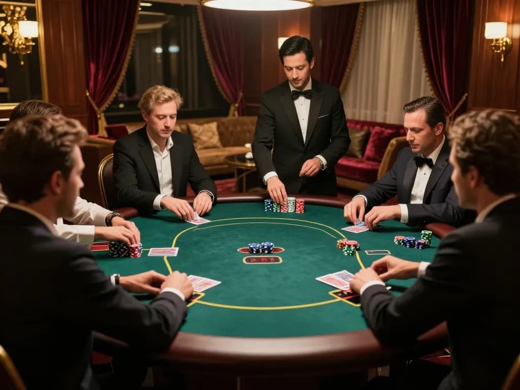 Engaged players strategizing in a high-stakes poker game at 79KING's exclusive VIP table.