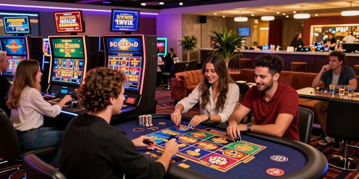 Engaged players at online casinos that accept credit cards, showcasing vibrant gaming atmosphere.