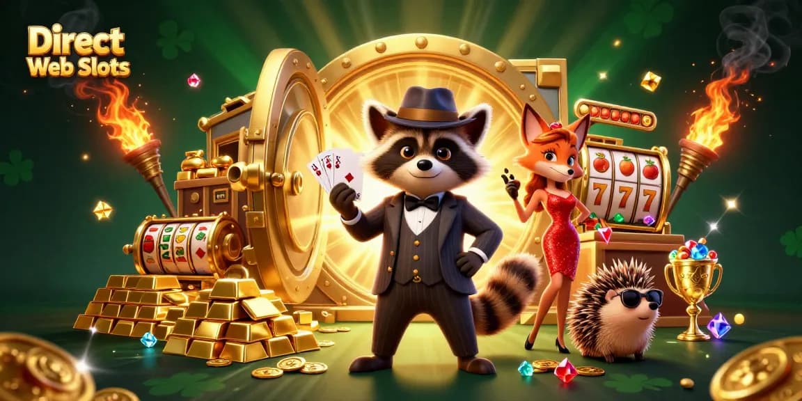 Experience thrilling spins with Direct Web Slots in an energetic casino scene filled with treasures.
