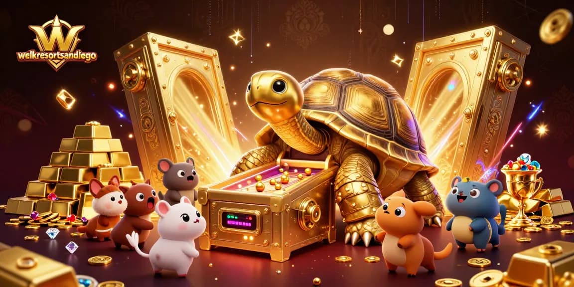 Experience thrilling slots at welkresortsandiego with a dazzling treasure-filled illustration.