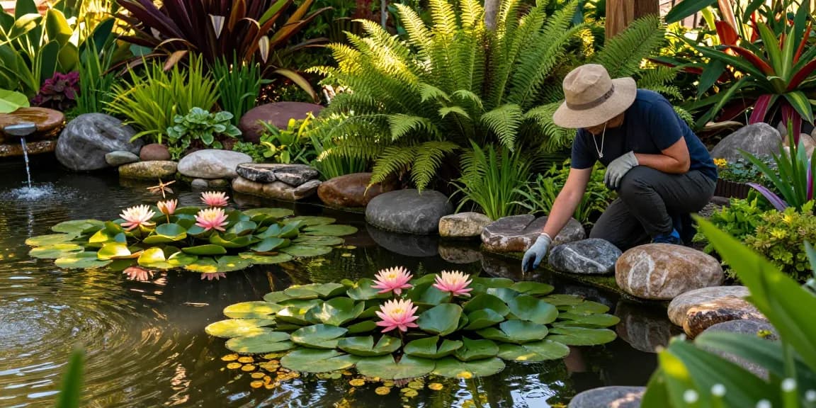 Buy Water Lilies flourishing in a serene garden pond, showcasing vibrant blooms and tranquil surroundings.
