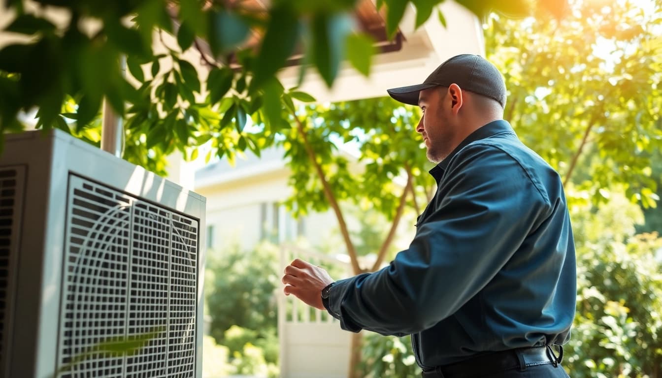 Providing HVAC services minneapolis with professional maintenance on an air conditioning unit.
