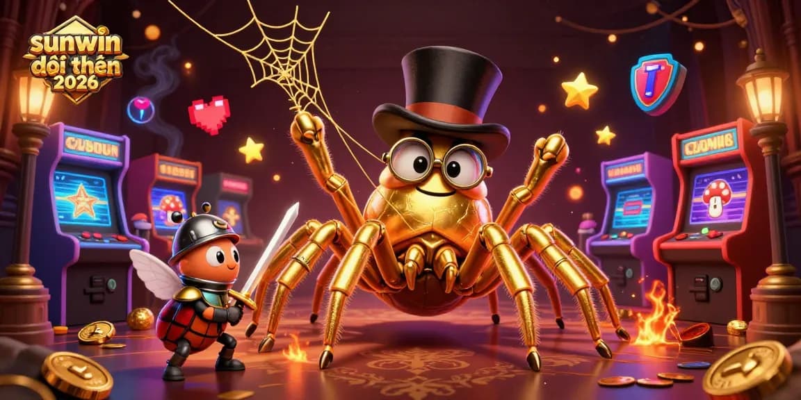 Win big at sunwin đổi thưởng 2026 with our vivid 3D casino illustration featuring a golden tarantula and beetle knight.