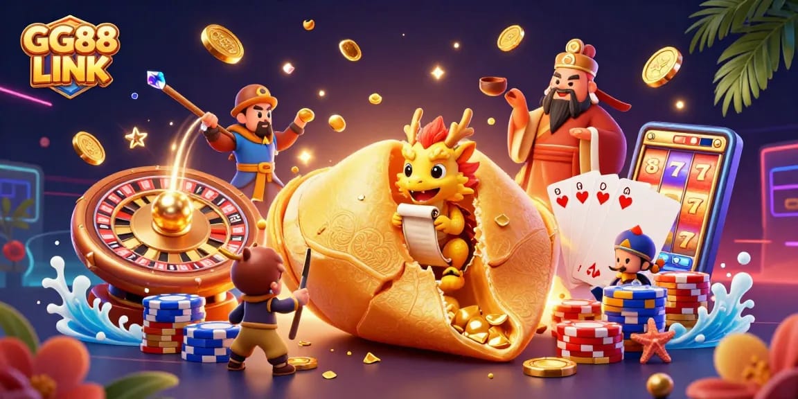 Experience thrilling games at GG88 LINK with a captivating 3D casino illustration.