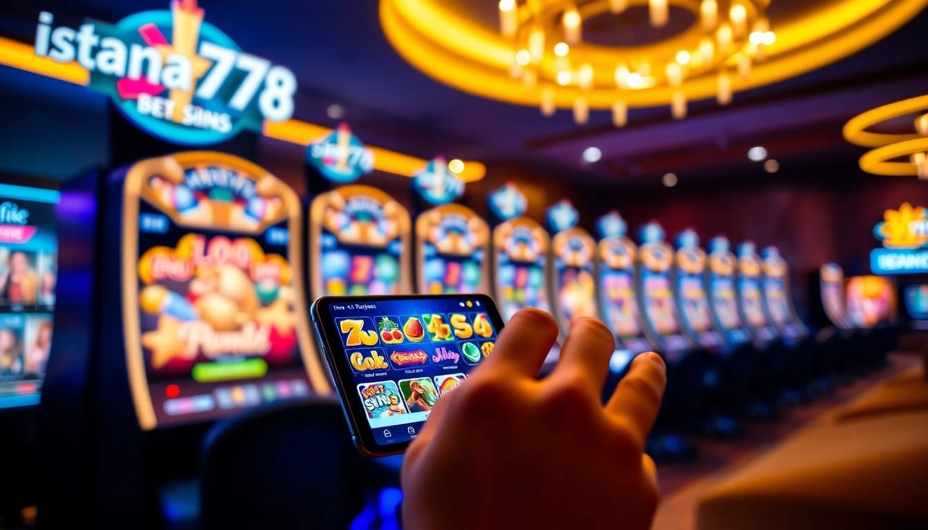 Menggambarkan pengalaman bermain istana777 bet dengan antarmuka interaktif di lingkungan modern.