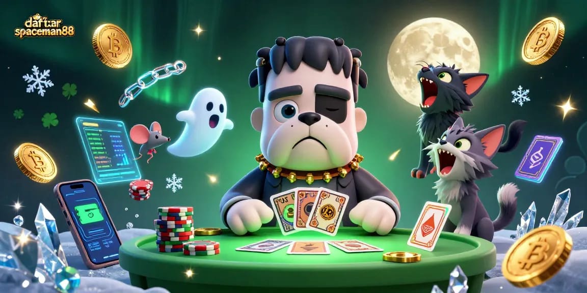 Engage in thrilling gaming with daftar spaceman88 featuring a vibrant 3D scene of animated casino characters.