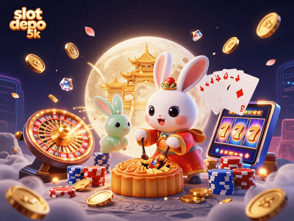 Engage with slot depo 5k through vibrant 3D casino-themed illustration featuring enchanting characters.