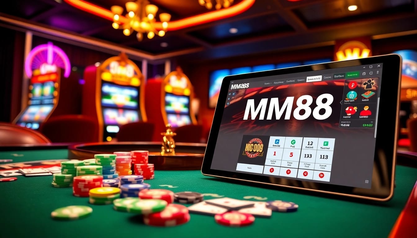 Experience the thrill of gambling at mm88 with vibrant casino visuals and interactive elements.
