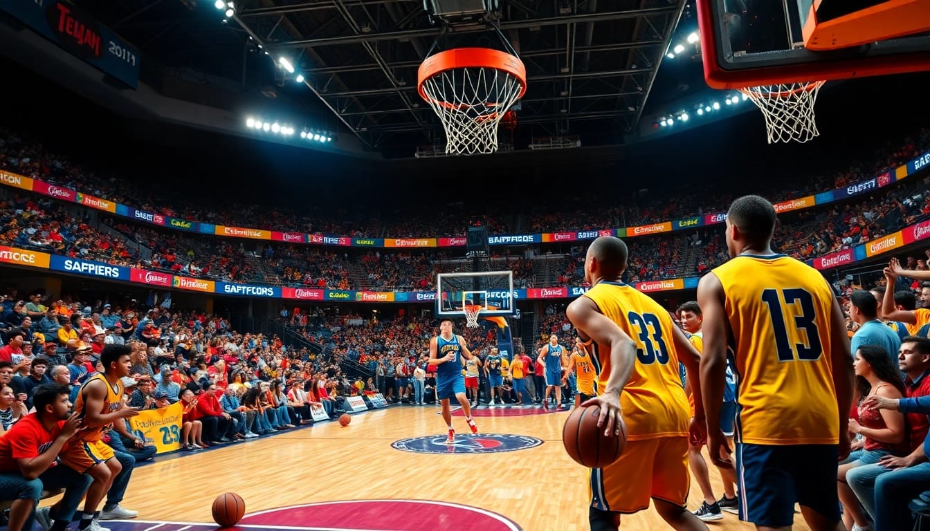 nba중계의 생생한 농구 경기 장면을 포착한 이미지