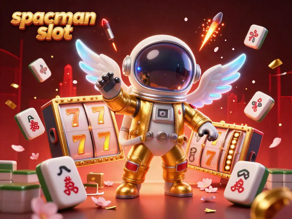 Spin the reels of the spaceman slot game in this vibrant, energetic casino illustration.