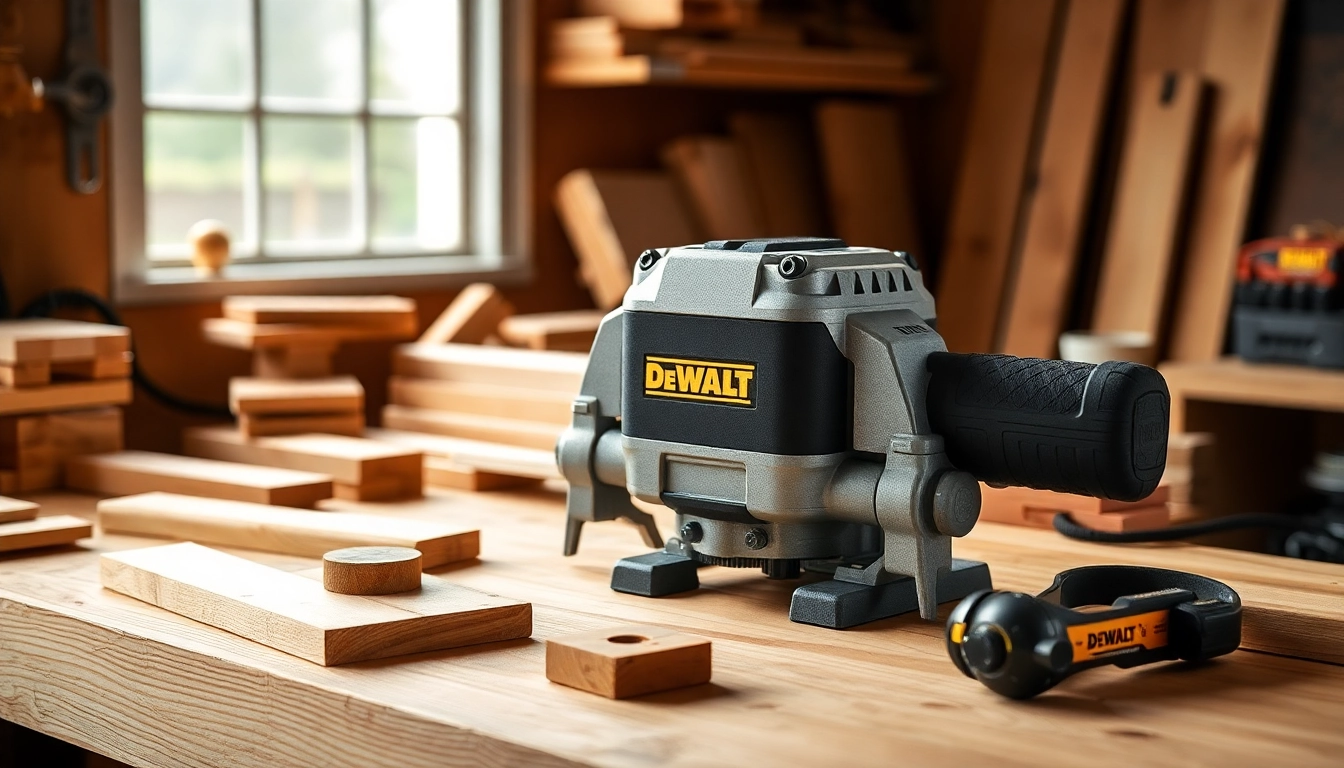 DeWalt D27300 expertly planing wooden pieces in a professional workshop setting.