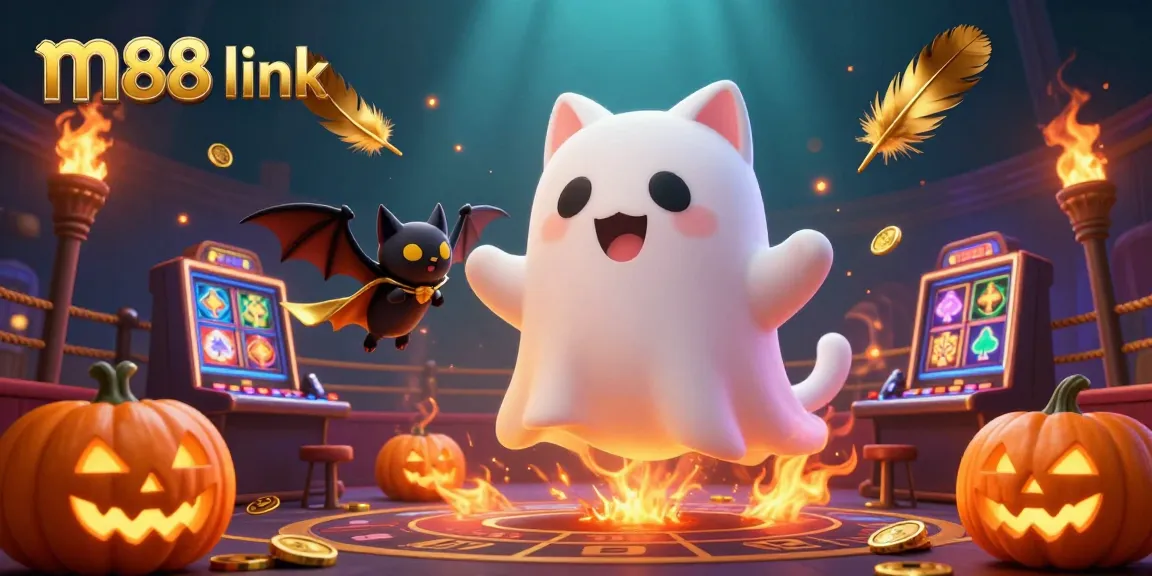 Join the exhilaration with m88 link in this vibrant casino scene showcasing exciting gambling elements and characters.