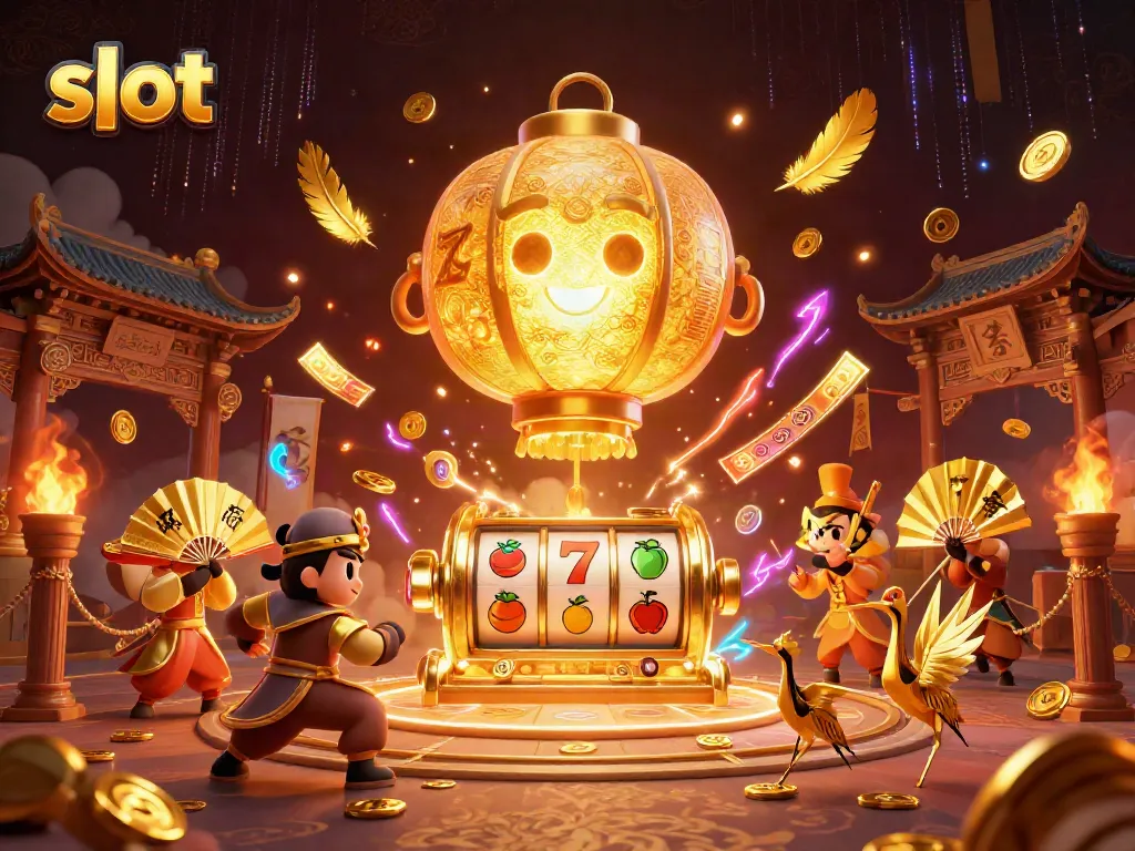 Experience the thrill of slot gameplay with golden lantern spirit and dynamic casino elements.