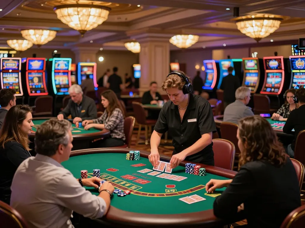 Players at hitclubapk engage in strategic blackjack gameplay at a vibrant casino