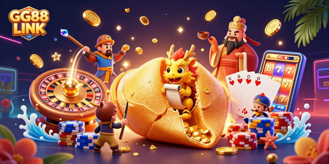 Experience thrilling games at GG88 LINK with a captivating 3D casino illustration.