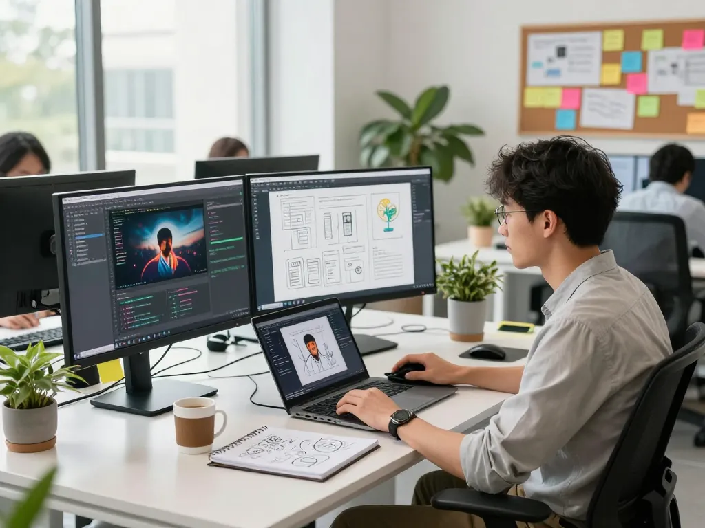 Engaging digital workspace showcasing image to prompt ai tool in action for AI developers.