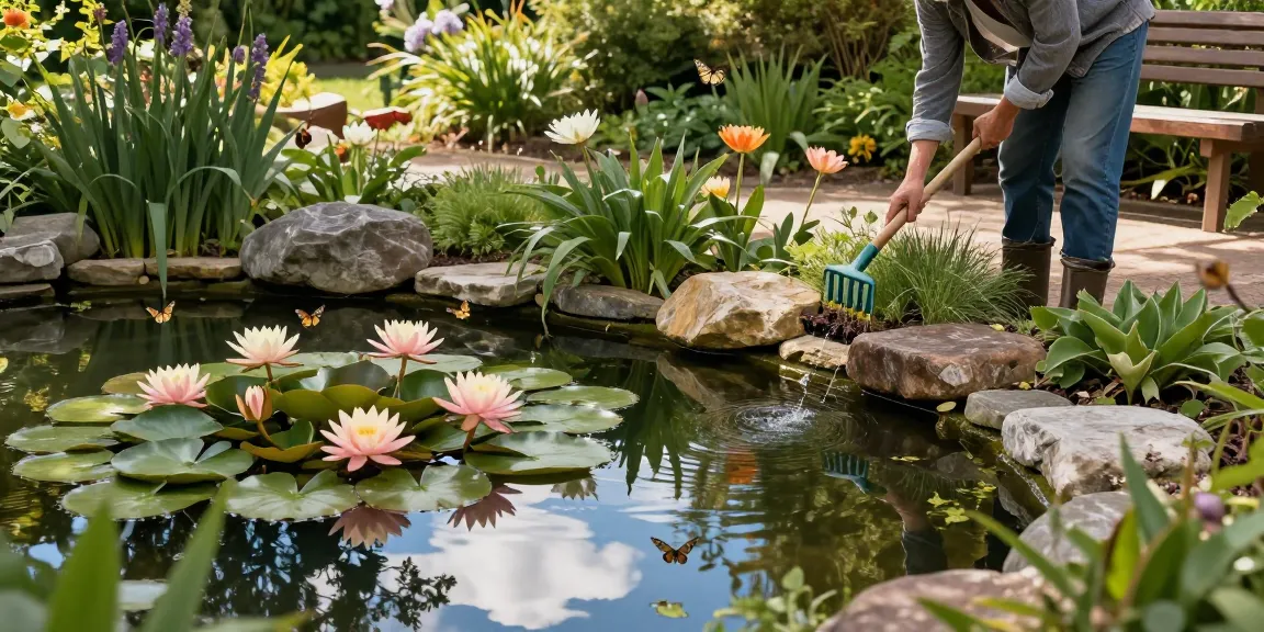 Buy Water Lilies while tending a tranquil garden pond filled with vibrant blossoms and greenery.