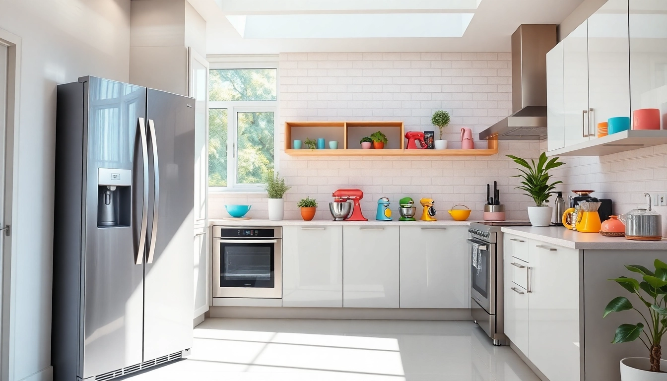 Showcase of various home appliances in a modern kitchen highlighting functionality and style.