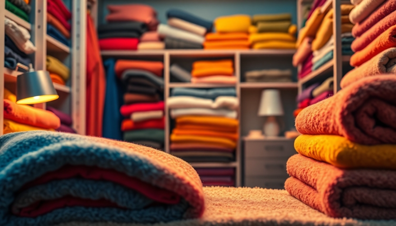 Fleece fabric displayed beautifully in a cozy setting, showcasing its vibrant colors and textures.