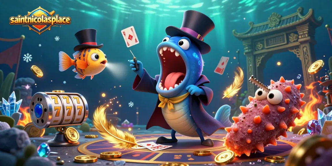 Experience exhilarating gameplay at saintnicolasplace with a magic act featuring card tricks amidst casino excitement.