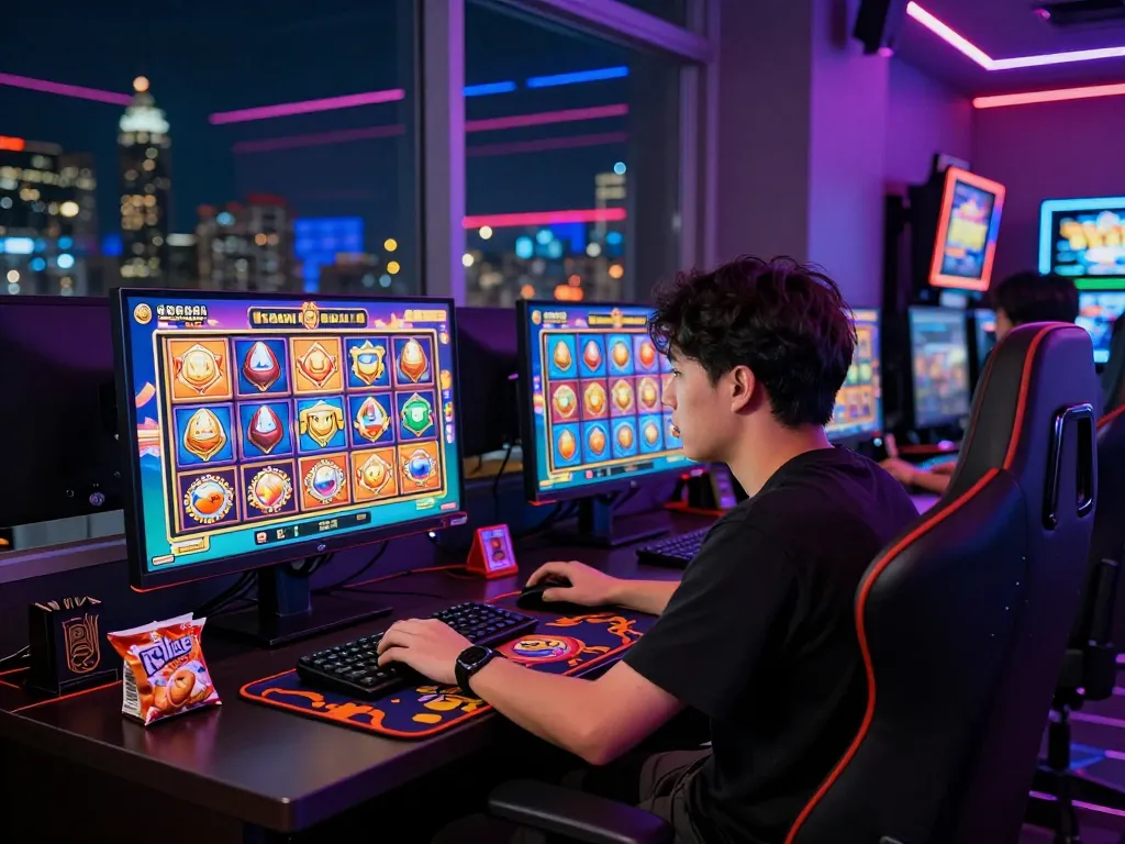 Pemain menikmati sesi slot gacor hari ini yang mendebarkan dalam pengaturan permainan yang penuh warna.