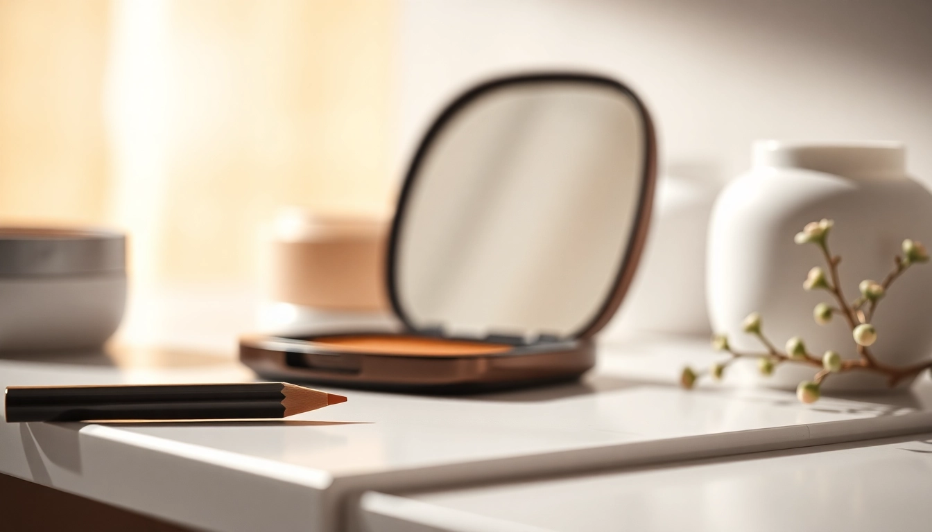 Apply eyebrow pencil light brown for flawless eyebrow definition in a bright, sophisticated setting.