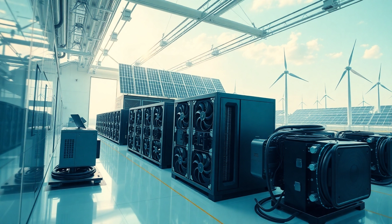 dogecoin cloud mining earnings showcased in a modern renewable energy facility
