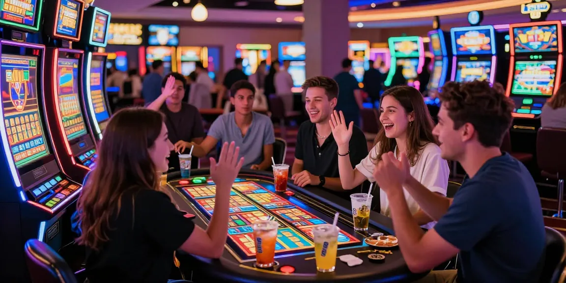 Slot gacor malam ini saat merayakan kemenangan di kasino dengan suasana ceria.