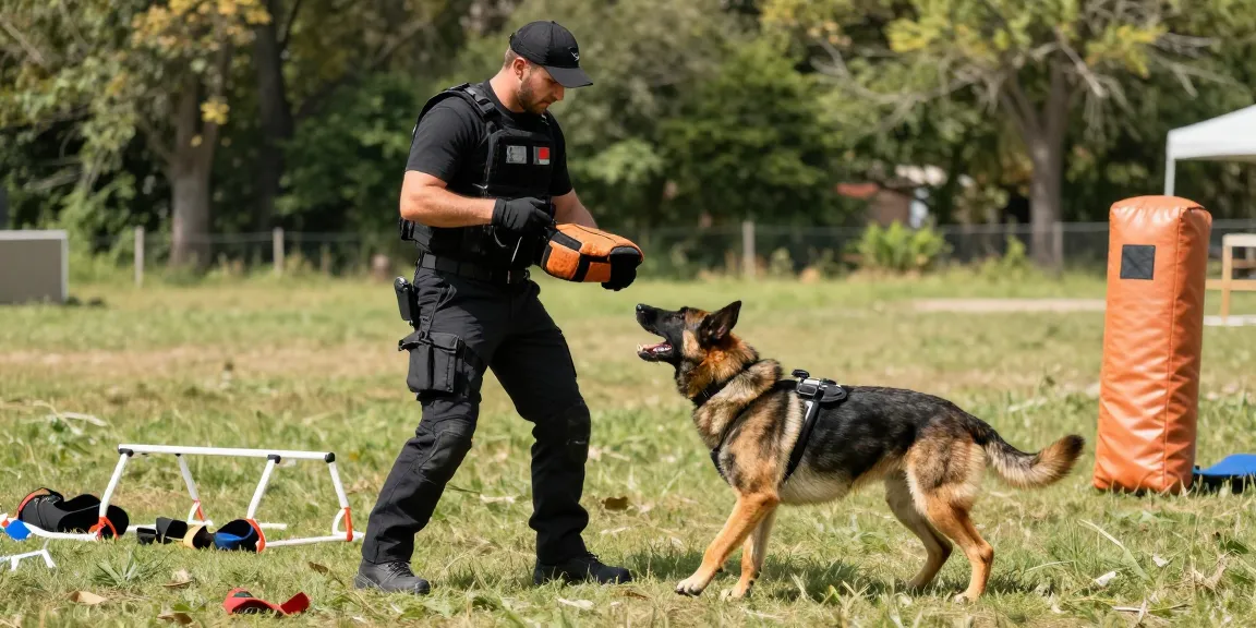 ROKOK88 login with a K9 handler training a working dog using tactical gear in a sunny outdoor setting.