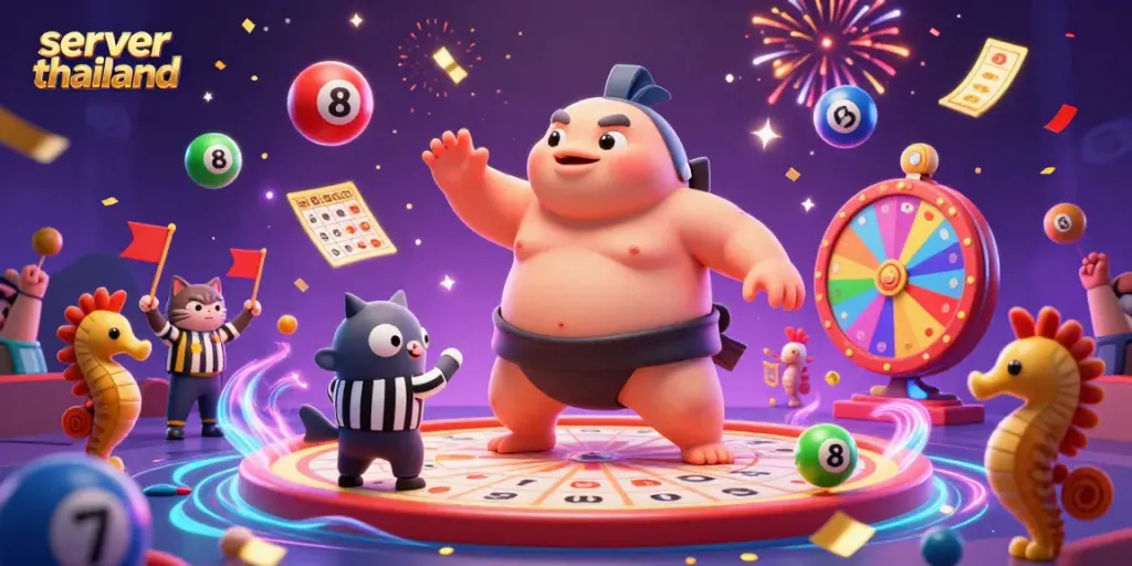 Watch the exciting server thailand game unfold underwater with a puffed-up fugu and lively lottery elements.