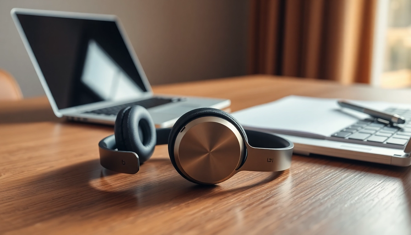 Experience immersive sound with Bone X1 Bone Conduction Headphones, showcasing a sleek design in a modern workspace.