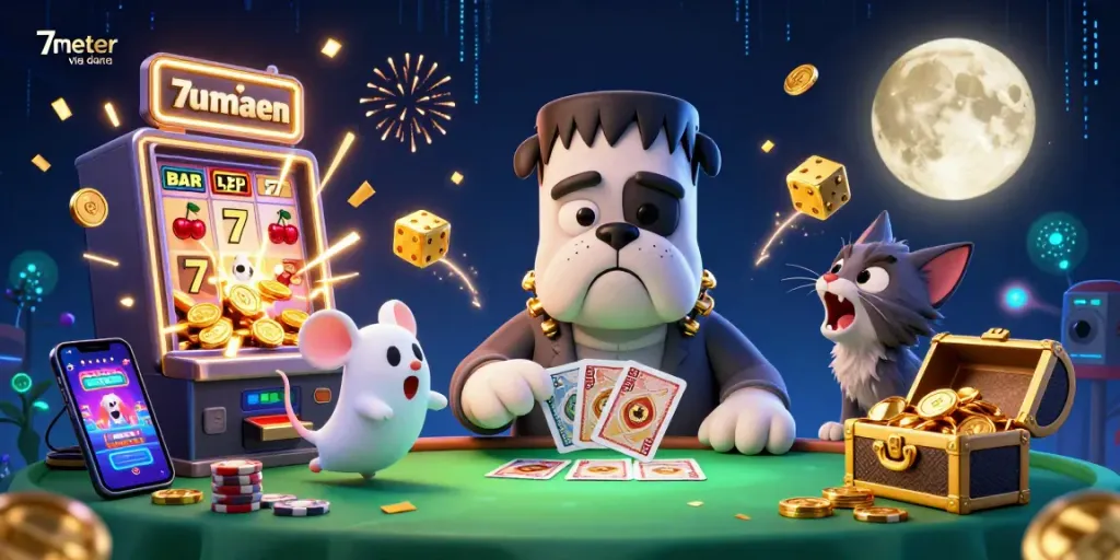 Engage in thrilling gameplay with 7meter via dana as vibrant characters and casino elements come alive.