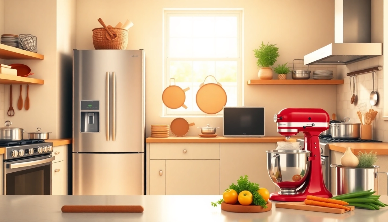 Showcase affordable appliance kitchen with sleek designs and vibrant colors for a modern look.