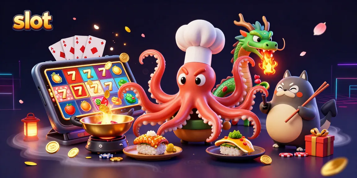 Menggiring slot dengan chef sushi 3D dan naga, memperlihatkan permainan kasino yang menarik.