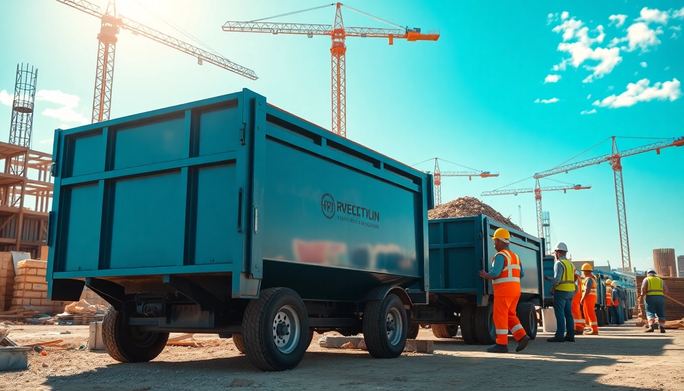 Efficient roll off bins at a construction site, showcasing practical waste disposal in action.