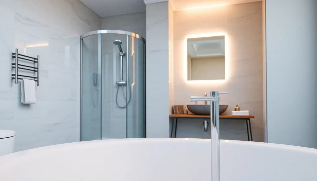 Évaluer la cabine de douche moderne avec miroir LED sur sirhona fr.