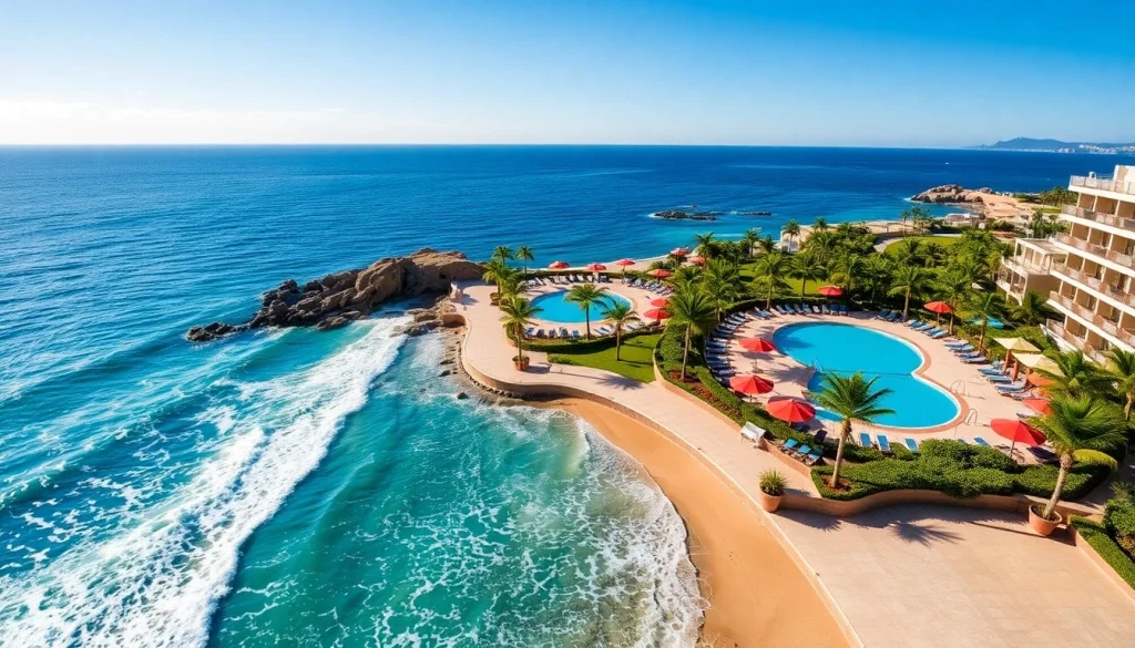 Luxurious beachfront scene showcasing the Best resorts in Cabo San Lucas with serene pools and gardens.