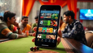 Engaging community exploring online sportsbooks India on a smartphone during lively discussions.