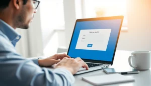 Create a pay link for a file by an individual working on a laptop in an office.