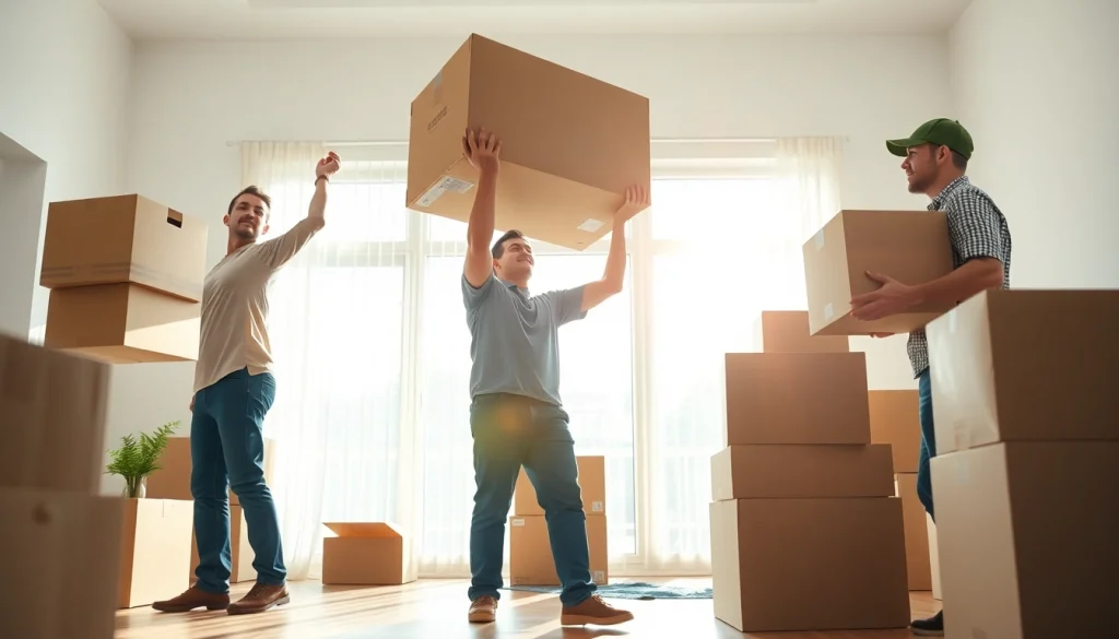 Helping hands from the best movers in Vancouver skillfully lifting boxes in a bright and welcoming space.