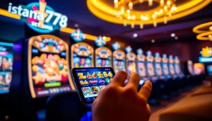 Menggambarkan pengalaman bermain istana777 bet dengan antarmuka interaktif di lingkungan modern.