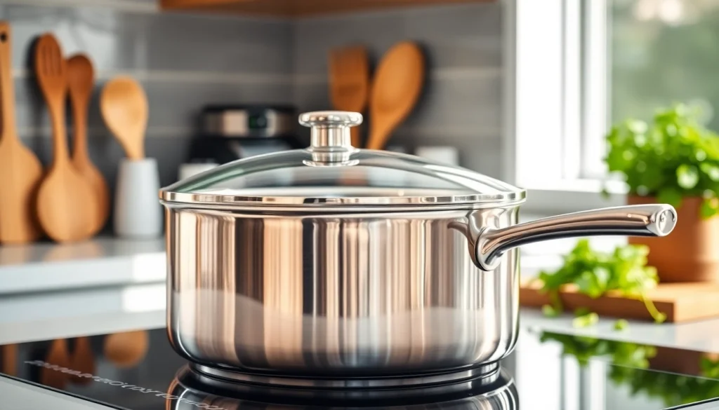 Discover the best cookware for induction NZ, featuring a stainless-steel pot on modern induction cooktop.