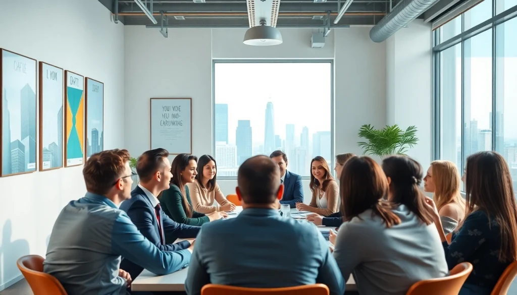 Find companies hiring sales reps in an energetic office meeting with diverse professionals.