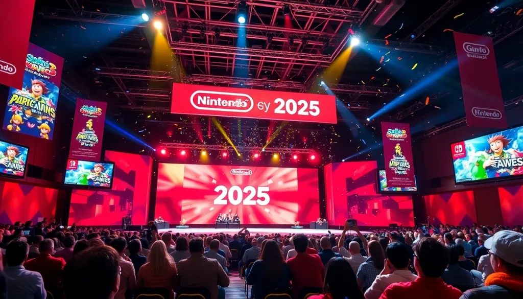 Nintendo Direct 2025 announcements showcased in a vibrant programming event, highlighting excitement and community.