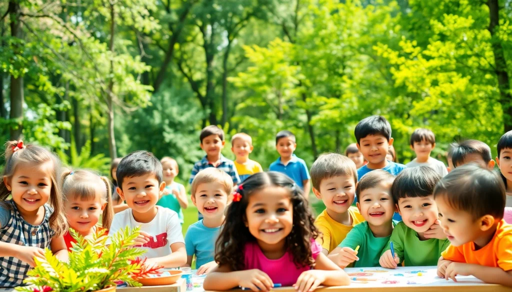 Children enjoying various activities at joyful holiday camps surrounded by nature.