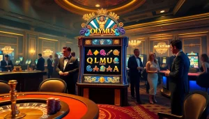 Para pemain menikmati pengalaman mesin slot Olympus di kasino mewah.