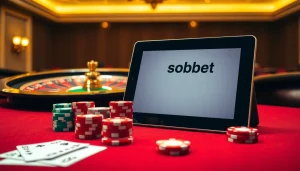 Experience sbobet link alternatif with vibrant casino chips and a roulette wheel setting