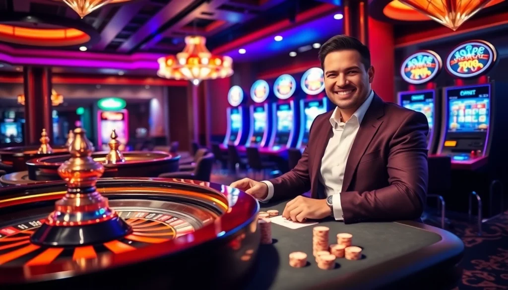 Exciting gambling scene at U888 link mới featuring roulette and a professional dealer.