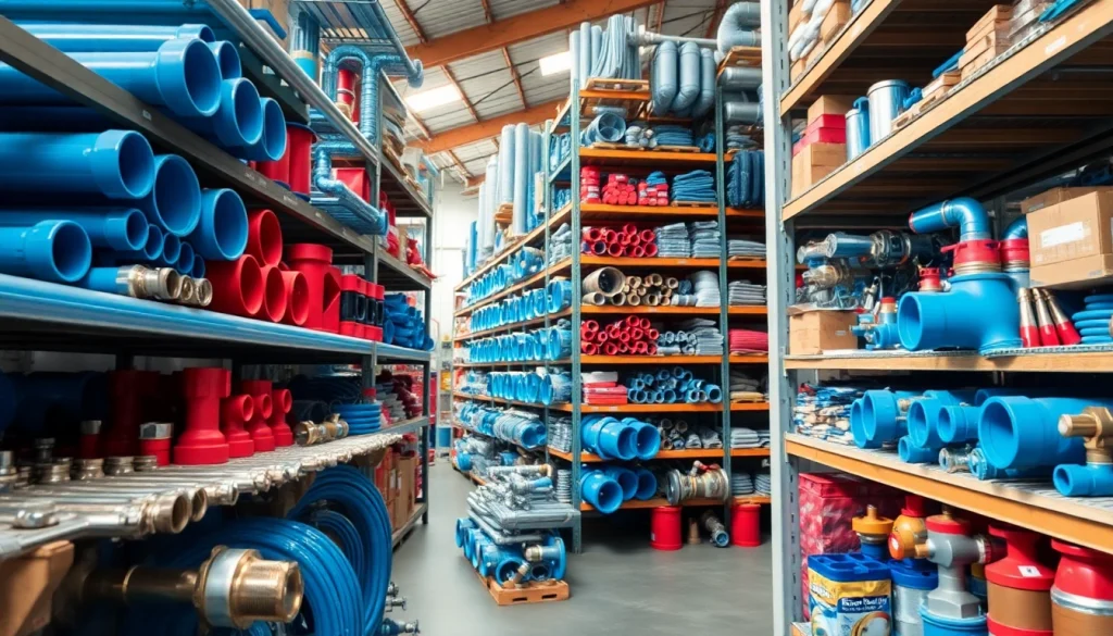 Explore Wholesale Plumbing Parts for Contractors displayed in an organized warehouse environment.