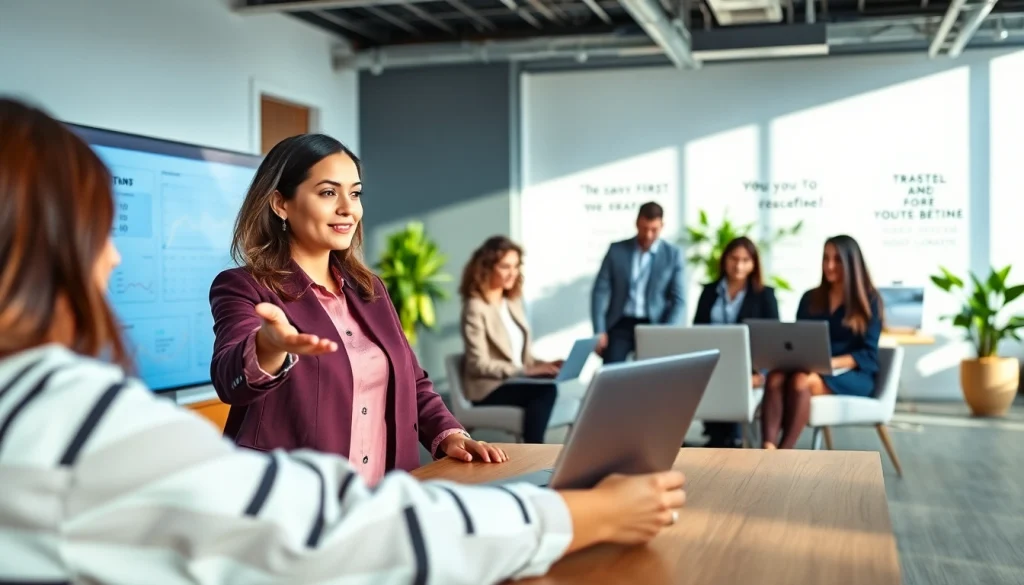 A vibrant digital first warranty company office showcasing teamwork and innovation.